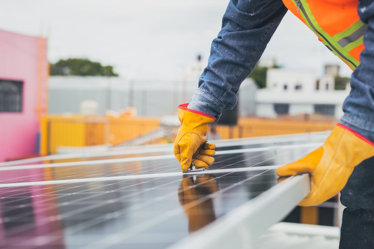 Solar panel inspection and quality checks at an installation site